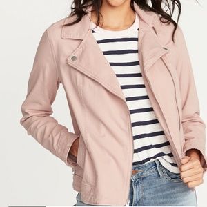 Old Navy pink blush mauve womens twill moto jacket